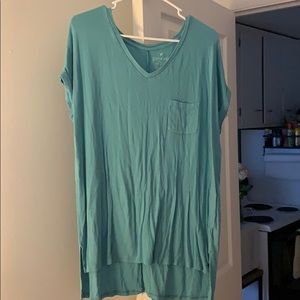 Blue long short sleeved shirt